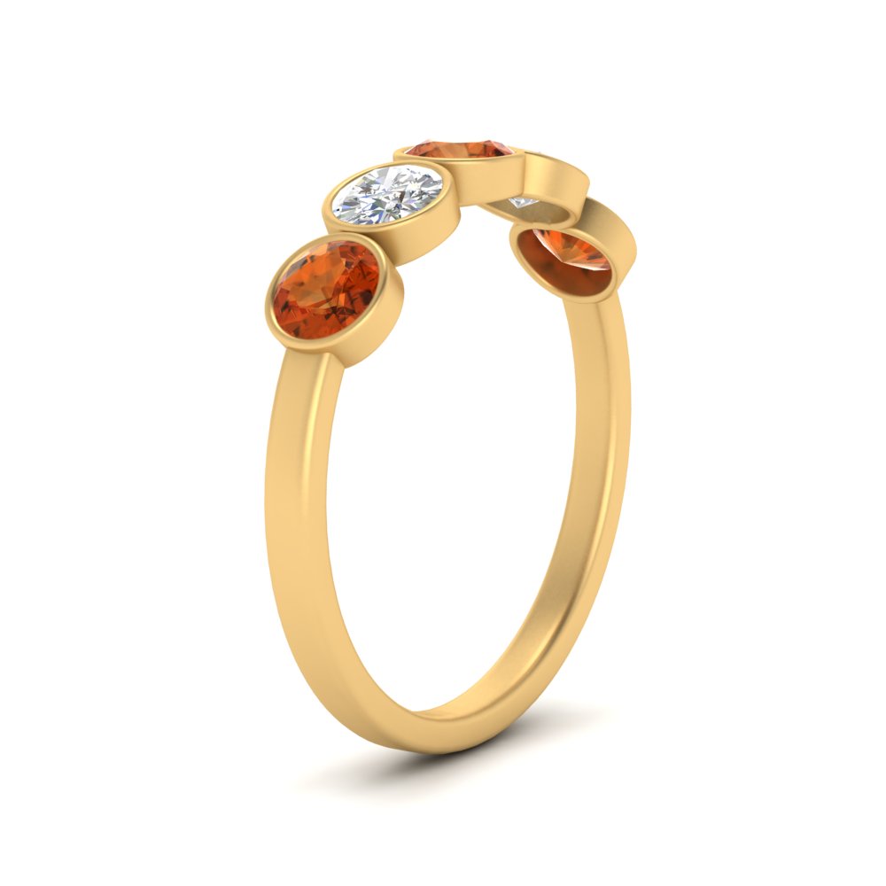 bezel-set-5-round-orange-sapphire-wedding-ring-1-ct.-in-FD10558B-0.20CTGSAOR-NL-YG