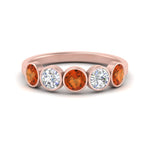 Load image into Gallery viewer, bezel-set-5-round-orange-sapphire-wedding-ring-1.50-carat-in-FD10558B-0.30CTGSAOR-NL-RG
