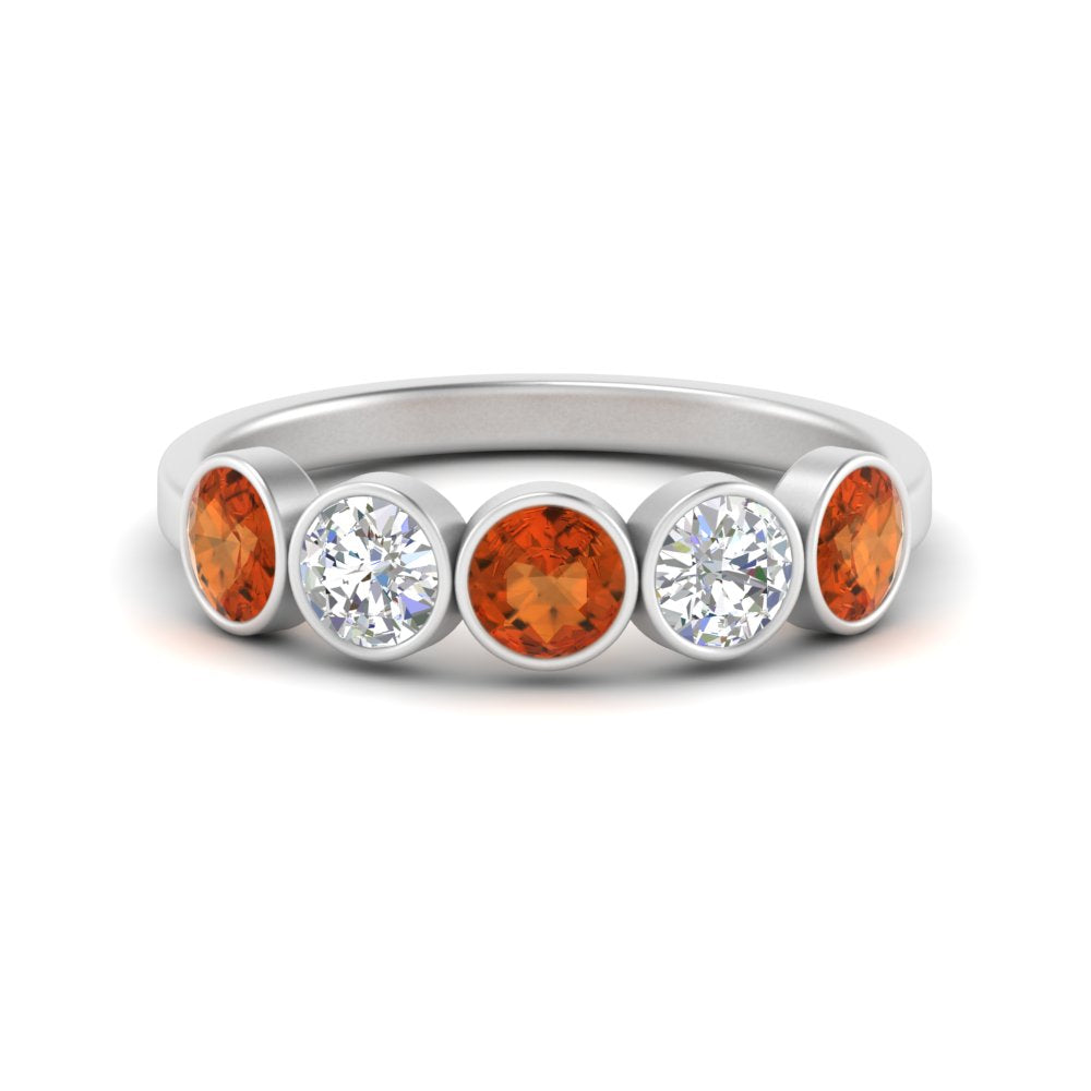 bezel-set-5-round-orange-sapphire-wedding-ring-1.50-carat-in-FD10558B-0.30CTGSAOR-NL-WG