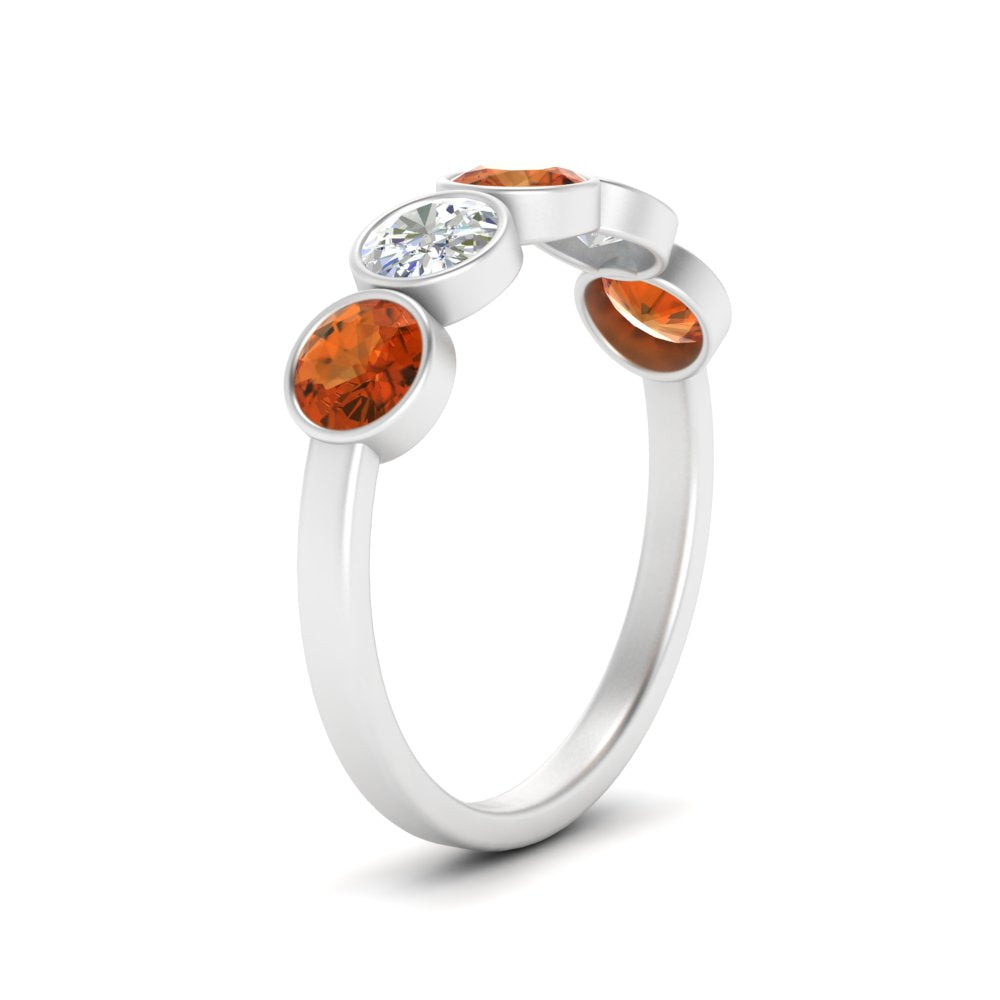 bezel-set-5-round-orange-sapphire-wedding-ring-1.50-carat-in-FD10558B-0.30CTGSAOR-NL-WG