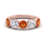 Load image into Gallery viewer, bezel-set-5-round-orange-sapphire-wedding-ring-2-ct.-in-FD10558B-0.50CTGSAOR-NL-RG
