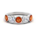 Load image into Gallery viewer, bezel-set-5-round-orange-sapphire-wedding-ring-2-ct.-in-FD10558B-0.50CTGSAOR-NL-WG
