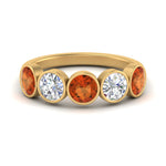 Load image into Gallery viewer, bezel-set-5-round-orange-sapphire-wedding-ring-2-ct.-in-FD10558B-0.50CTGSAOR-NL-YG
