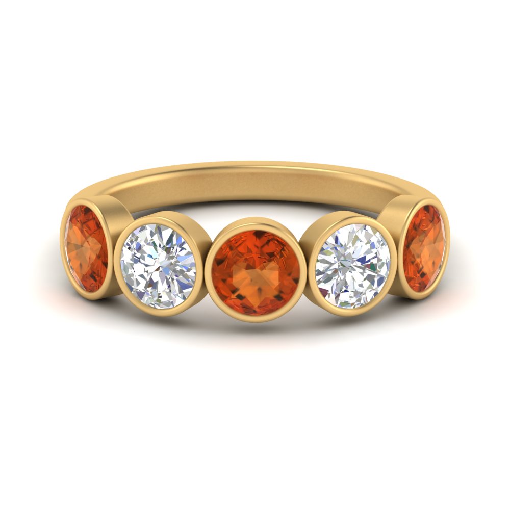bezel-set-5-round-orange-sapphire-wedding-ring-2-ct.-in-FD10558B-0.50CTGSAOR-NL-YG