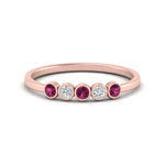 Load image into Gallery viewer, bezel-set-5-round-pink-sapphire-wedding-ring-0.25-ct.-in-FD10558B-0.05CTGSADRPI-NL-RG
