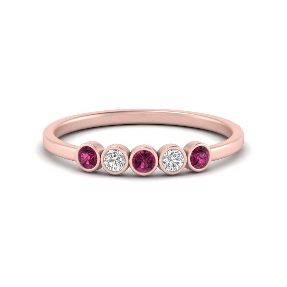 bezel-set-5-round-pink-sapphire-wedding-ring-0.25-ct.-in-FD10558B-0.05CTGSADRPI-NL-RG