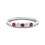 Load image into Gallery viewer, bezel-set-5-round-pink-sapphire-wedding-ring-0.25-ct.-in-FD10558B-0.05CTGSADRPI-NL-WG
