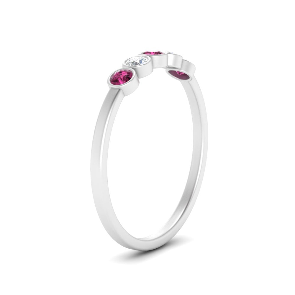bezel-set-5-round-pink-sapphire-wedding-ring-0.25-ct.-in-FD10558B-0.05CTGSADRPI-NL-WG