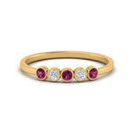 Load image into Gallery viewer, bezel-set-5-round-pink-sapphire-wedding-ring-0.25-ct.-in-FD10558B-0.05CTGSADRPI-NL-YG
