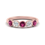Load image into Gallery viewer, bezel-set-5-round-pink-sapphire-wedding-ring-1-ct.-in-FD10558B-0.20CTGSADRPI-NL-RG
