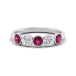 Load image into Gallery viewer, bezel-set-5-round-pink-sapphire-wedding-ring-1-ct.-in-FD10558B-0.20CTGSADRPI-NL-WG
