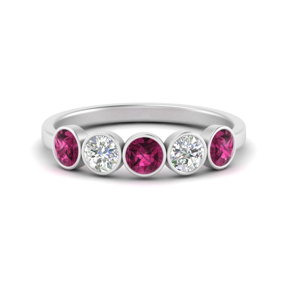 bezel-set-5-round-pink-sapphire-wedding-ring-1-ct.-in-FD10558B-0.20CTGSADRPI-NL-WG