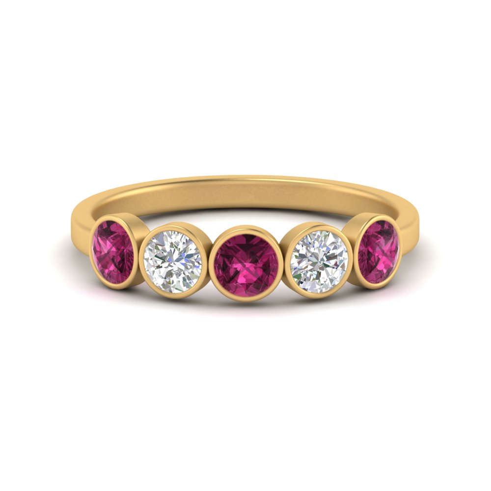 bezel-set-5-round-pink-sapphire-wedding-ring-1-ct.-in-FD10558B-0.20CTGSADRPI-NL-YG