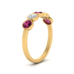 Load image into Gallery viewer, bezel-set-5-round-pink-sapphire-wedding-ring-1-ct.-in-FD10558B-0.20CTGSADRPI-NL-YG
