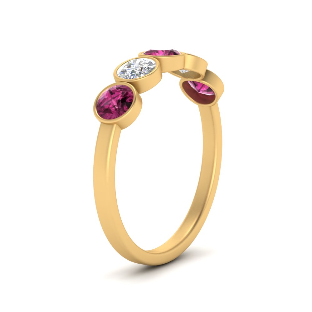 bezel-set-5-round-pink-sapphire-wedding-ring-1-ct.-in-FD10558B-0.20CTGSADRPI-NL-YG