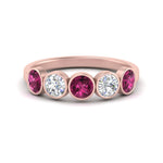 Load image into Gallery viewer, bezel-set-5-round-pink-sapphire-wedding-ring-1.50-carat-in-FD10558B-0.30CTGSADRPI-NL-RG
