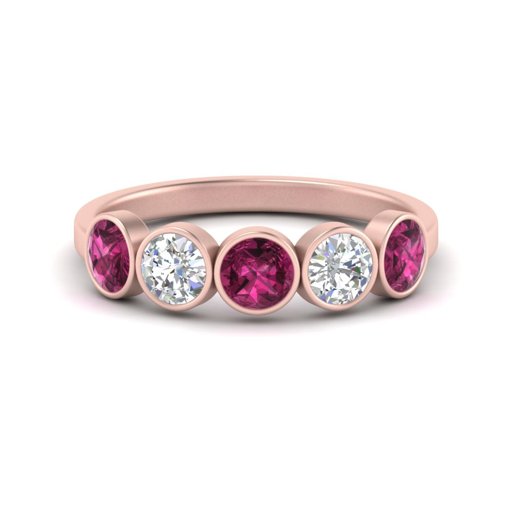 bezel-set-5-round-pink-sapphire-wedding-ring-1.50-carat-in-FD10558B-0.30CTGSADRPI-NL-RG
