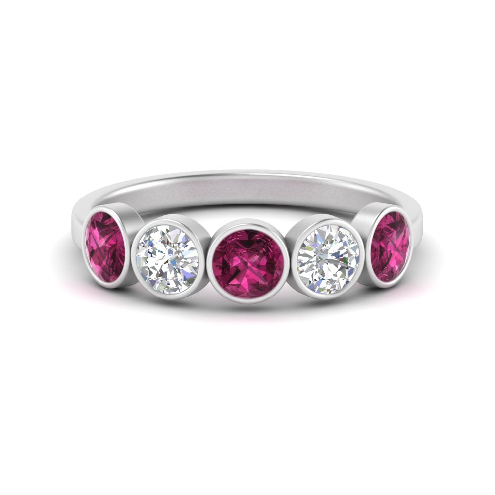 bezel-set-5-round-pink-sapphire-wedding-ring-1.50-carat-in-FD10558B-0.30CTGSADRPI-NL-WG