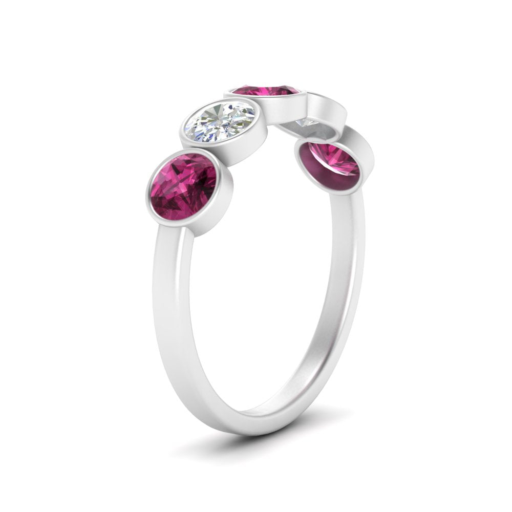 bezel-set-5-round-pink-sapphire-wedding-ring-1.50-carat-in-FD10558B-0.30CTGSADRPI-NL-WG