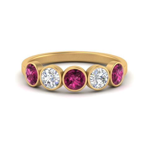 bezel-set-5-round-pink-sapphire-wedding-ring-1.50-carat-in-yellow-gold-FD10558B-0.30CTGSADRPI-NL-YG.jpg?v=1757070514