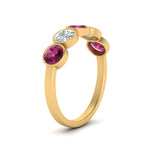 Load image into Gallery viewer, bezel-set-5-round-pink-sapphire-wedding-ring-1.50-carat-in-FD10558B-0.30CTGSADRPI-NL-YG
