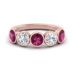 Load image into Gallery viewer, bezel-set-5-round-pink-sapphire-wedding-ring-2-ct.-in-FD10558B-0.50CTGSADRPI-NL-RG
