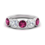 Load image into Gallery viewer, bezel-set-5-round-pink-sapphire-wedding-ring-2-ct.-in-FD10558B-0.50CTGSADRPI-NL-WG

