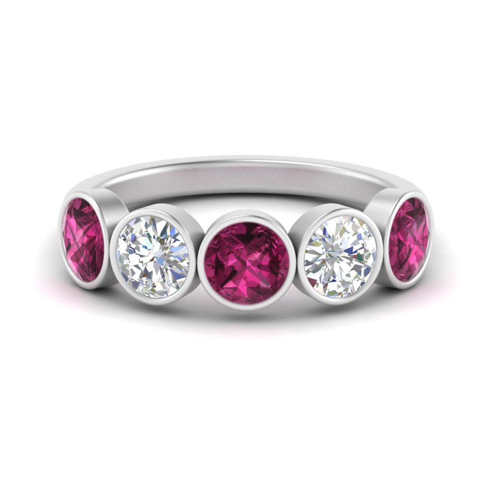 bezel-set-5-round-pink-sapphire-wedding-ring-2-ct.-in-FD10558B-0.50CTGSADRPI-NL-WG