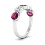 Load image into Gallery viewer, bezel-set-5-round-pink-sapphire-wedding-ring-2-ct.-in-FD10558B-0.50CTGSADRPI-NL-WG
