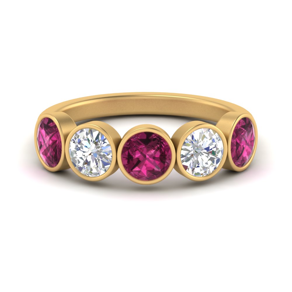 bezel-set-5-round-pink-sapphire-wedding-ring-2-ct.-in-FD10558B-0.50CTGSADRPI-NL-YG