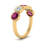 Load image into Gallery viewer, bezel-set-5-round-pink-sapphire-wedding-ring-2-ct.-in-FD10558B-0.50CTGSADRPI-NL-YG
