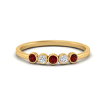 Load image into Gallery viewer, bezel-set-5-round-ruby-wedding-ring-0.25-ct.-in-FD10558B-0.05CTGRUDR-NL-YG
