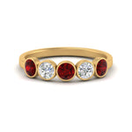 Load image into Gallery viewer, bezel-set-5-round-ruby-wedding-ring-1-ct.-in-FD10558B-0.20CTGRUDR-NL-YG

