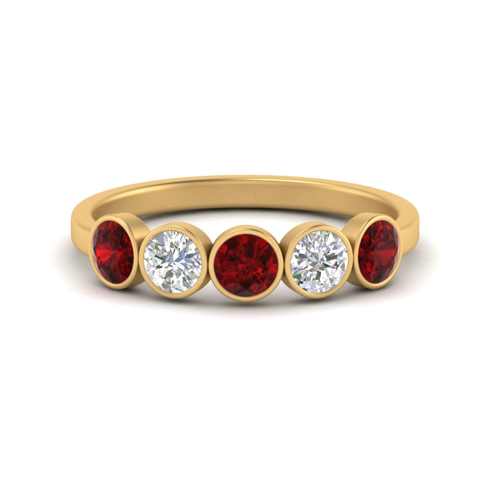 bezel-set-5-round-ruby-wedding-ring-1-ct.-in-FD10558B-0.20CTGRUDR-NL-YG