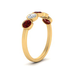 Load image into Gallery viewer, bezel-set-5-round-ruby-wedding-ring-1-ct.-in-FD10558B-0.20CTGRUDR-NL-YG

