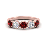 Load image into Gallery viewer, bezel-set-5-round-ruby-wedding-ring-1.50-carat-in-FD10558B-0.30CTGRUDR-NL-RG
