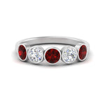 Load image into Gallery viewer, bezel-set-5-round-ruby-wedding-ring-1.50-carat-in-FD10558B-0.30CTGRUDR-NL-WG
