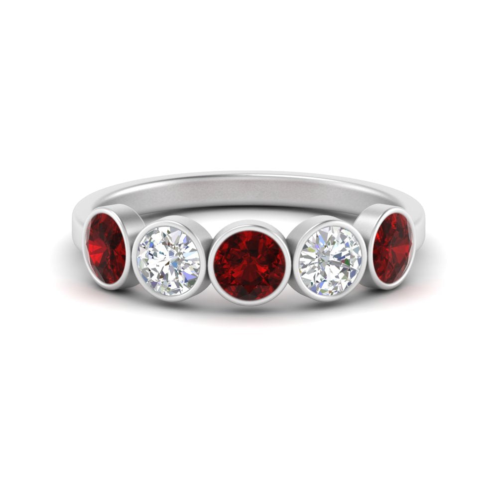 bezel-set-5-round-ruby-wedding-ring-1.50-carat-in-FD10558B-0.30CTGRUDR-NL-WG