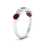 Load image into Gallery viewer, bezel-set-5-round-ruby-wedding-ring-1.50-carat-in-FD10558B-0.30CTGRUDR-NL-WG

