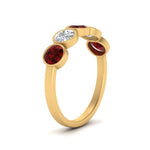 Load image into Gallery viewer, bezel-set-5-round-ruby-wedding-ring-1.50-carat-in-FD10558B-0.30CTGRUDR-NL-YG
