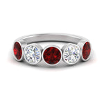 Load image into Gallery viewer, bezel-set-5-round-ruby-wedding-ring-2-ct.-in-FD10558B-0.50CTGRUDR-NL-WG
