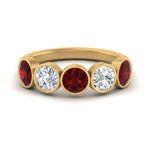 Load image into Gallery viewer, bezel-set-5-round-ruby-wedding-ring-2-ct.-in-FD10558B-0.50CTGRUDR-NL-YG
