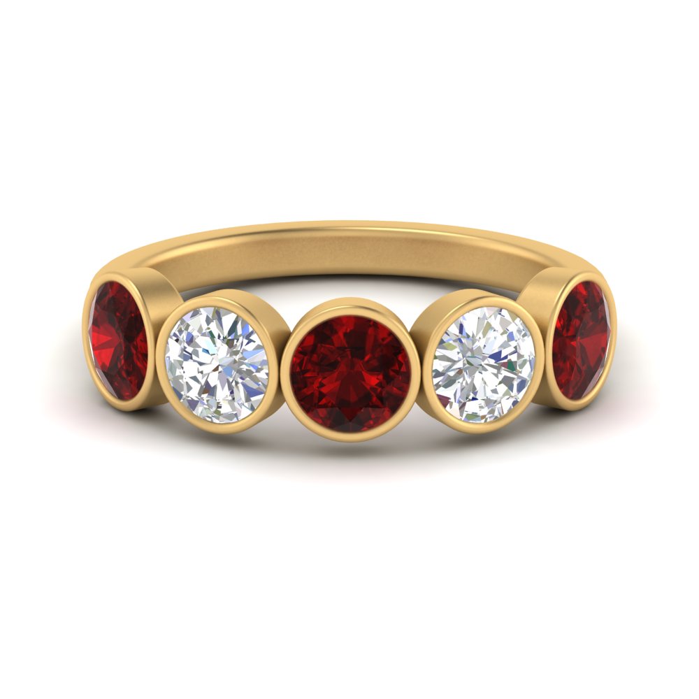 bezel-set-5-round-ruby-wedding-ring-2-ct.-in-FD10558B-0.50CTGRUDR-NL-YG