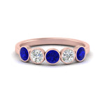 Load image into Gallery viewer, bezel-set-5-round-sapphire-wedding-ring-1-ct.-in-FD10558B-0.20CTGSABL-NL-RG
