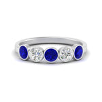 Load image into Gallery viewer, bezel-set-5-round-sapphire-wedding-ring-1-ct.-in-FD10558B-0.20CTGSABL-NL-WG
