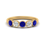 Load image into Gallery viewer, bezel-set-5-round-sapphire-wedding-ring-1-ct.-in-FD10558B-0.20CTGSABL-NL-YG
