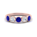 Load image into Gallery viewer, bezel-set-5-round-sapphire-wedding-ring-1.50-carat-in-FD10558B-0.30CTGSABL-NL-RG
