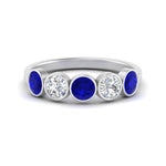 Load image into Gallery viewer, bezel-set-5-round-sapphire-wedding-ring-1.50-carat-in-FD10558B-0.30CTGSABL-NL-WG
