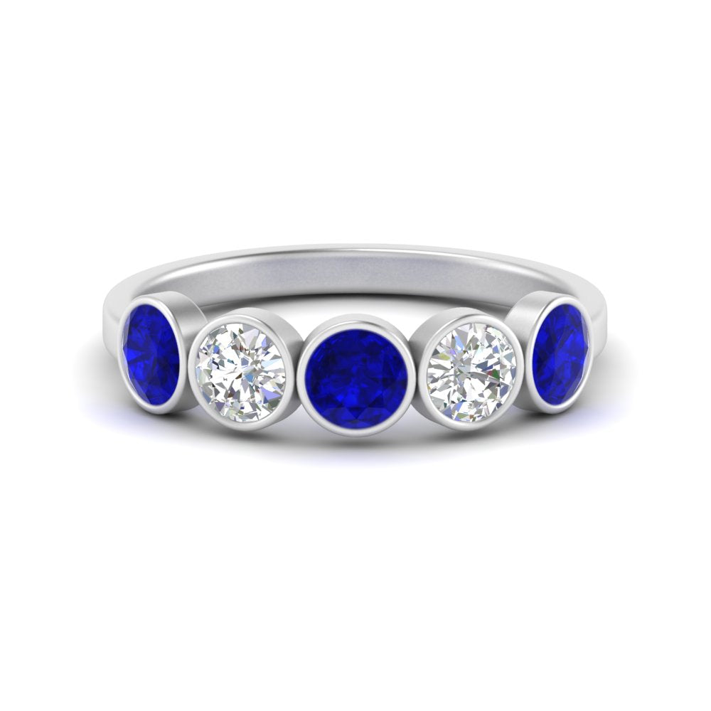bezel-set-5-round-sapphire-wedding-ring-1.50-carat-in-FD10558B-0.30CTGSABL-NL-WG