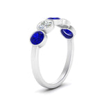 Load image into Gallery viewer, bezel-set-5-round-sapphire-wedding-ring-1.50-carat-in-FD10558B-0.30CTGSABL-NL-WG
